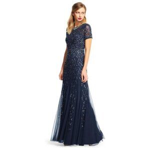 Adrianna Papell Midnight Blue Sequin Dress